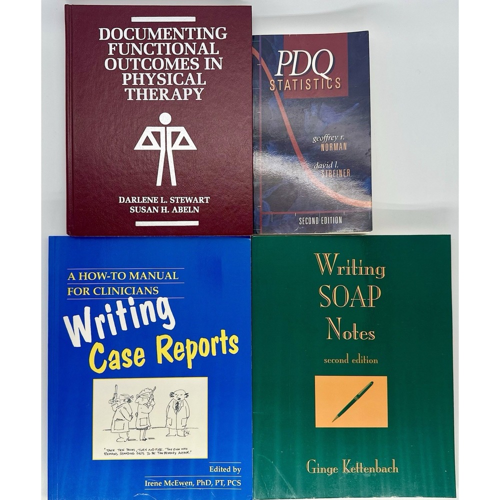 Lot of 4 Physical Therapy Books SOAP Notes Case Reports Outcomes PDQ Statistics